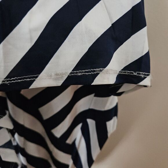 Raindrops Maxi Dress V-Neck Blue White Stripes Strapless Casual Vacation Neutral - Picture 10 of 11